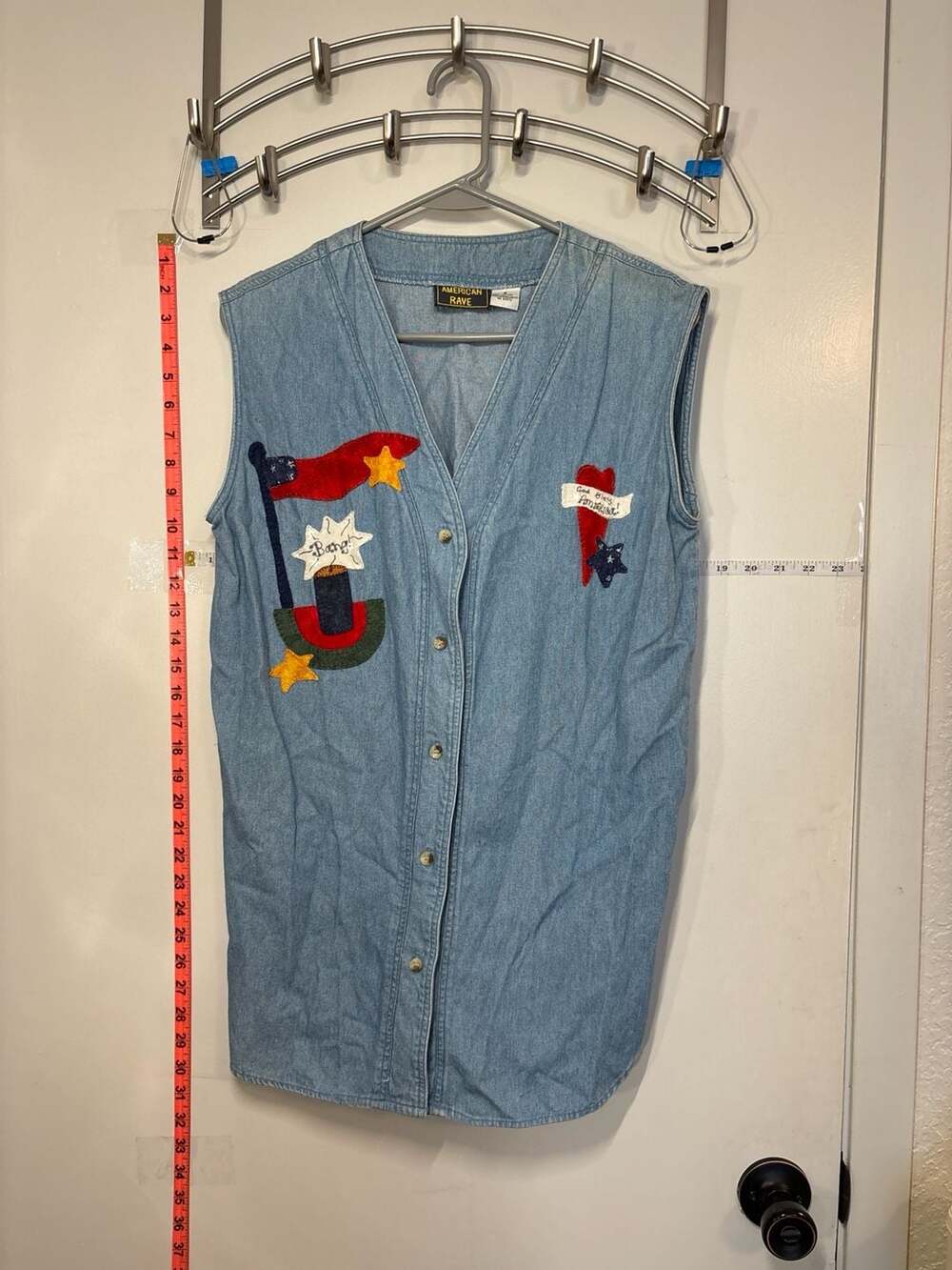 M1: Vintage 4th independence Denim Dress Large 80's / 90's Y2K